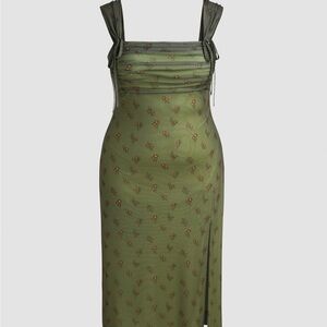 Cider NWT Floral Mesh Maxi Dress in Green PLUS SIZE! (4x)